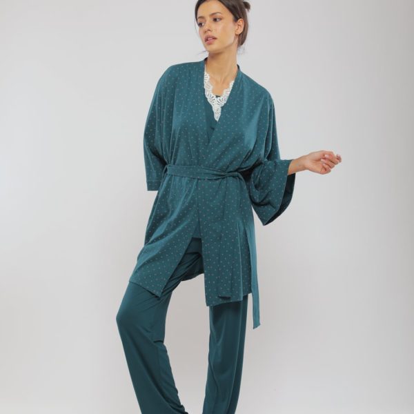 Pyjama trois pièces allaitement vert olive Secret INTIME