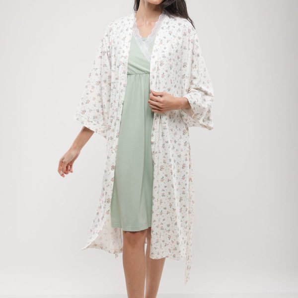 Ensemble allaitement chemise de nuit avec kimono