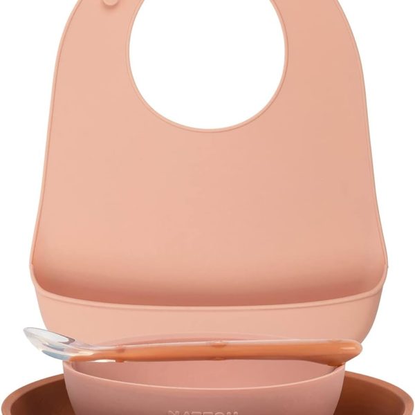 Nattou Set Repas en Silicone pour Enfants,