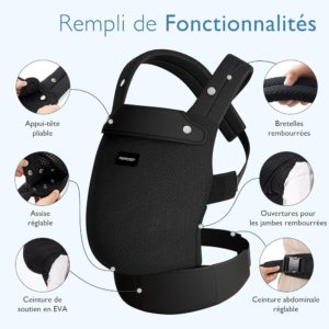 Momcozy Porte-bébé : porte-bébé en maille légère et respirante, porte-bébé ergonomique pour 3 à 24 mois,