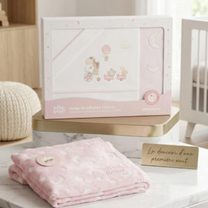 Parure de lit Girafe Interbaby rose