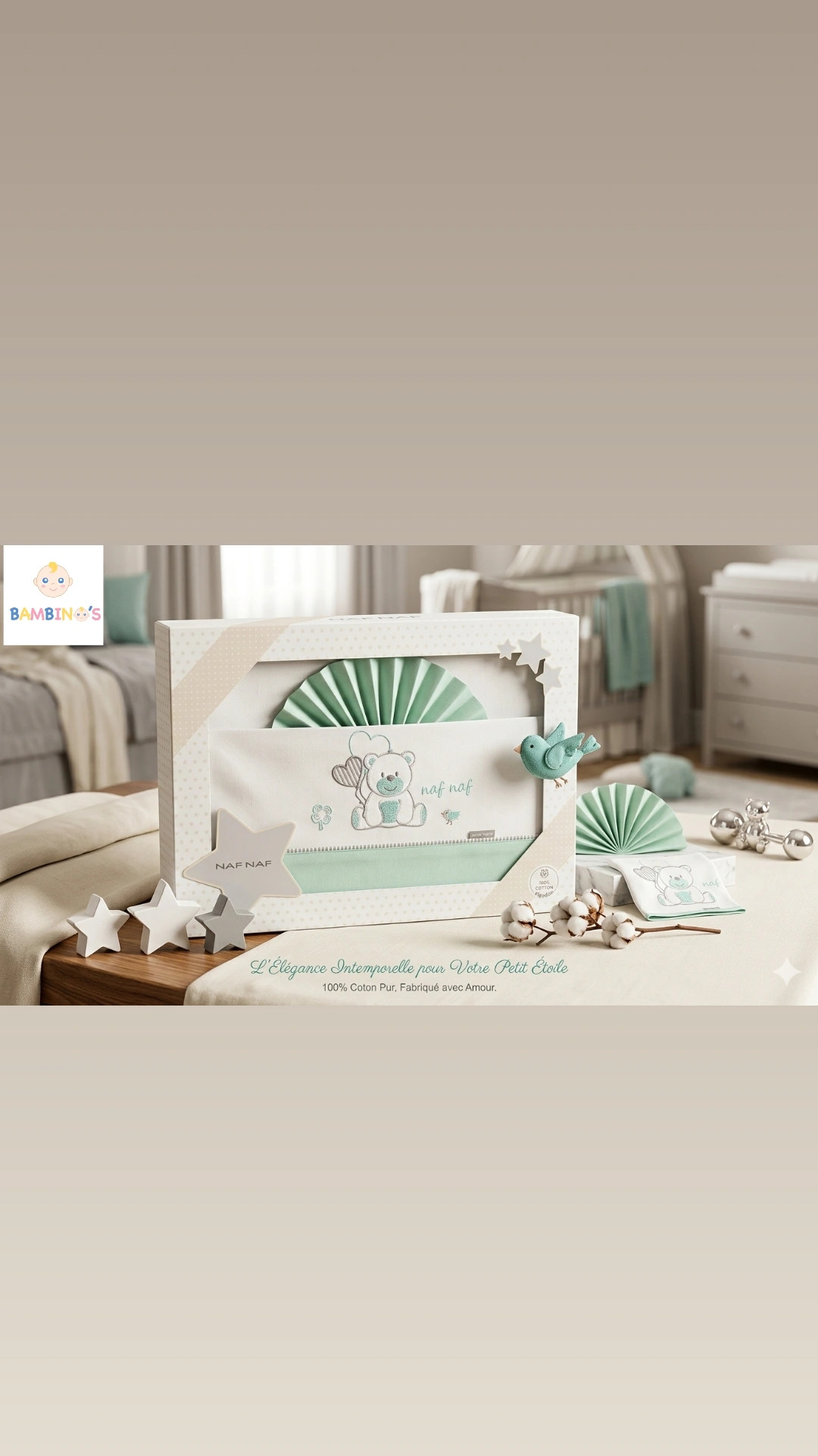 Parure de lit Vert d'eau Nafnaf