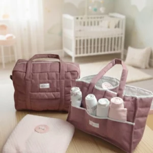 Sac à langer matelassé + panier de rangement