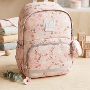 Sac à dos rose poudré fleuri