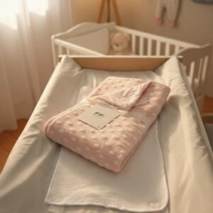 Matela de change avec Plaide Mora rose poudré sortie de clinique baby