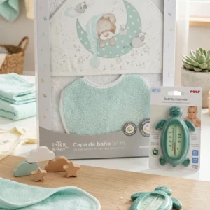 Carré de bain Vert D'eau Lune Ourson