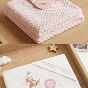 Plaide +parure de lit lune Rose