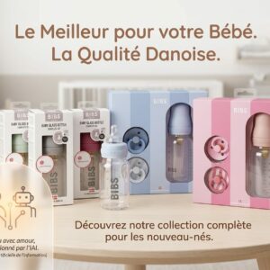 Coffret en verre BIBS avec deux sucette en caoutchouc  de rechange