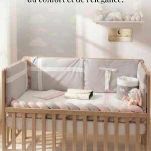 Parure de lit gris perlé:tour  de lit et drap plat