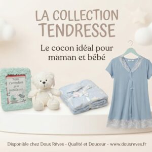 Chemise de nuit et accessoire bébé azur en assorti
