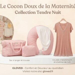 Chemise de nuit et accessoire rose poudré